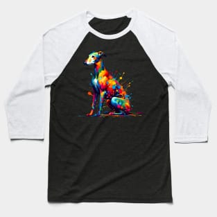 Colorful Abstract Art Greyhound in Splash Paint Style Baseball T-Shirt